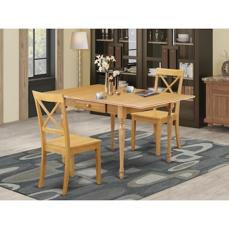East West Furniture 3 Piece Monza Dinette Set - Oak MZBO3-OAK-W